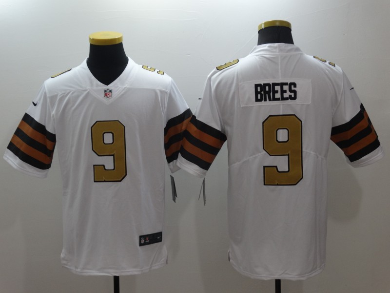 Men's New Orleans Saints Drew Brees #9 White Jersey